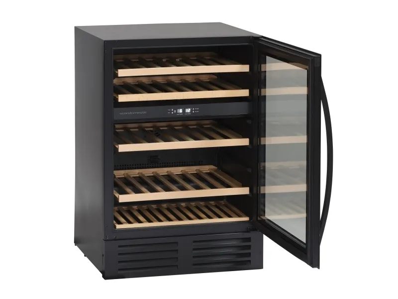 Scandomestic SV 85 B Premium Collection - Vinkøleskab - 2 Zoner - bredde: 59.5 cm - dybde: 60.5 cm - højde: 86.5 cm - 134 liter - sort - Optil 44 flasker