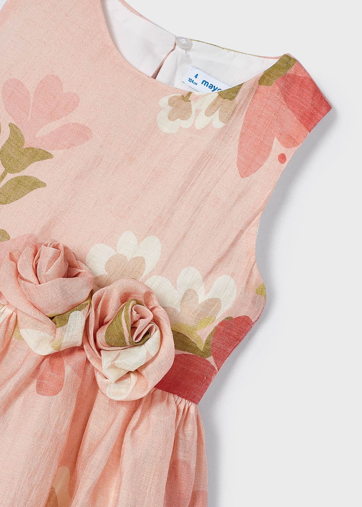 Vestido fúcsia estampado com costas abertas para meninas