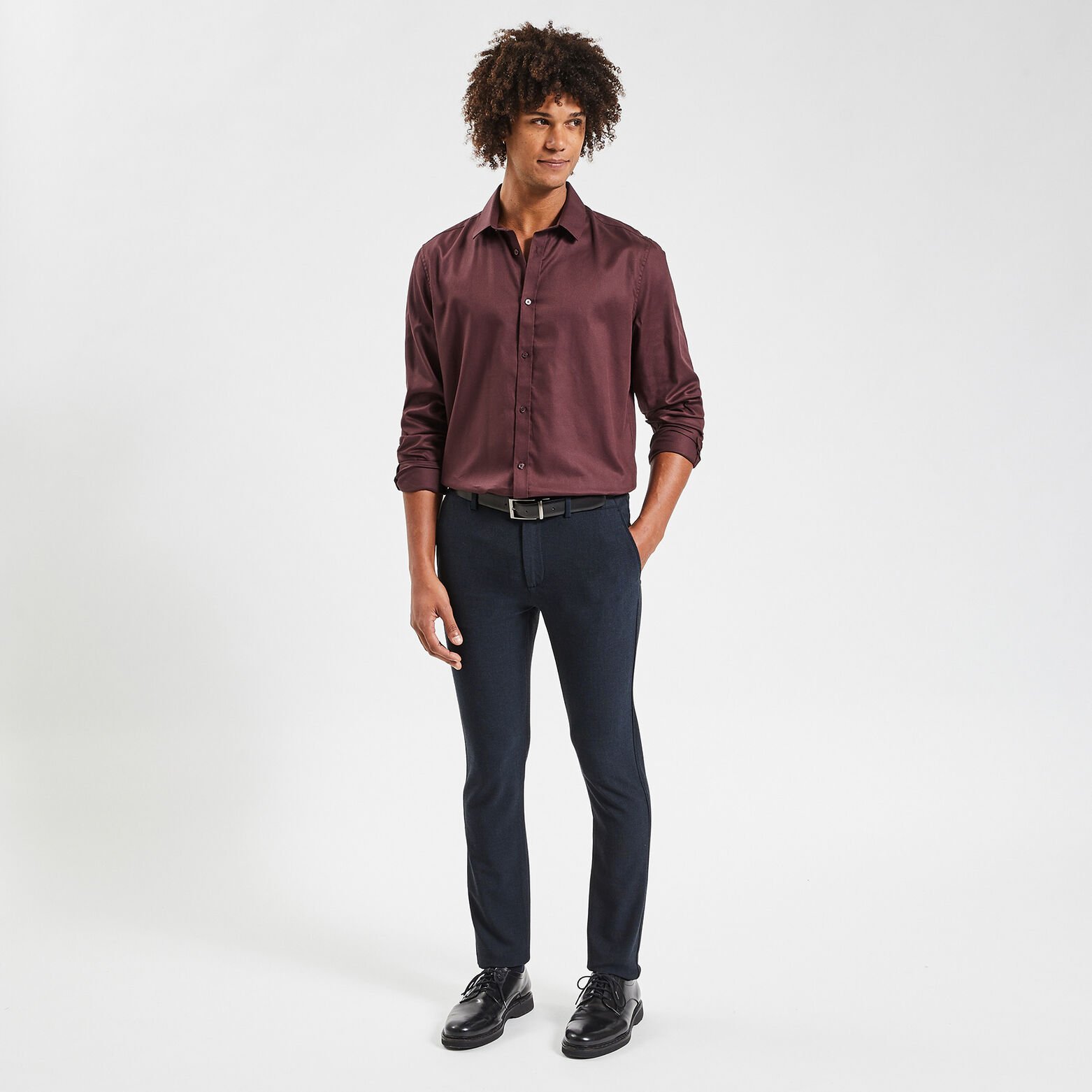 Pantalon chino slim elastiqué reliefé Bleu