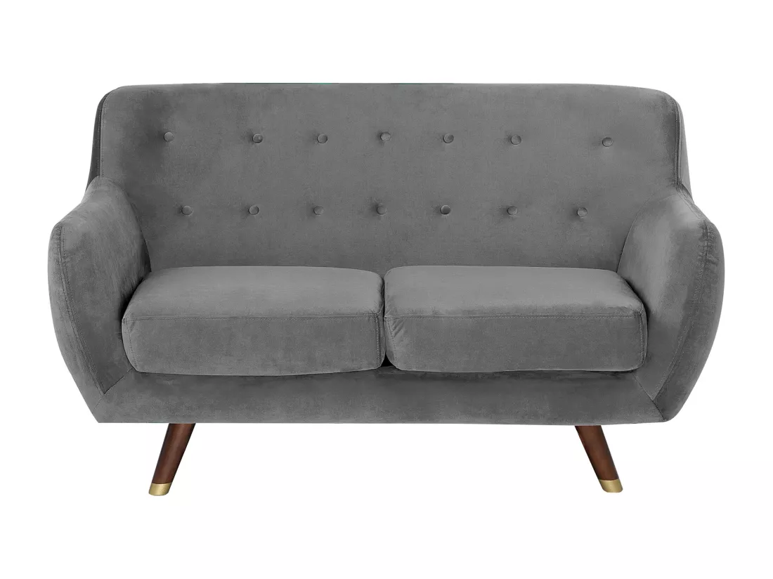 Ensemble canapés et fauteuil en velours gris 6 places BODO