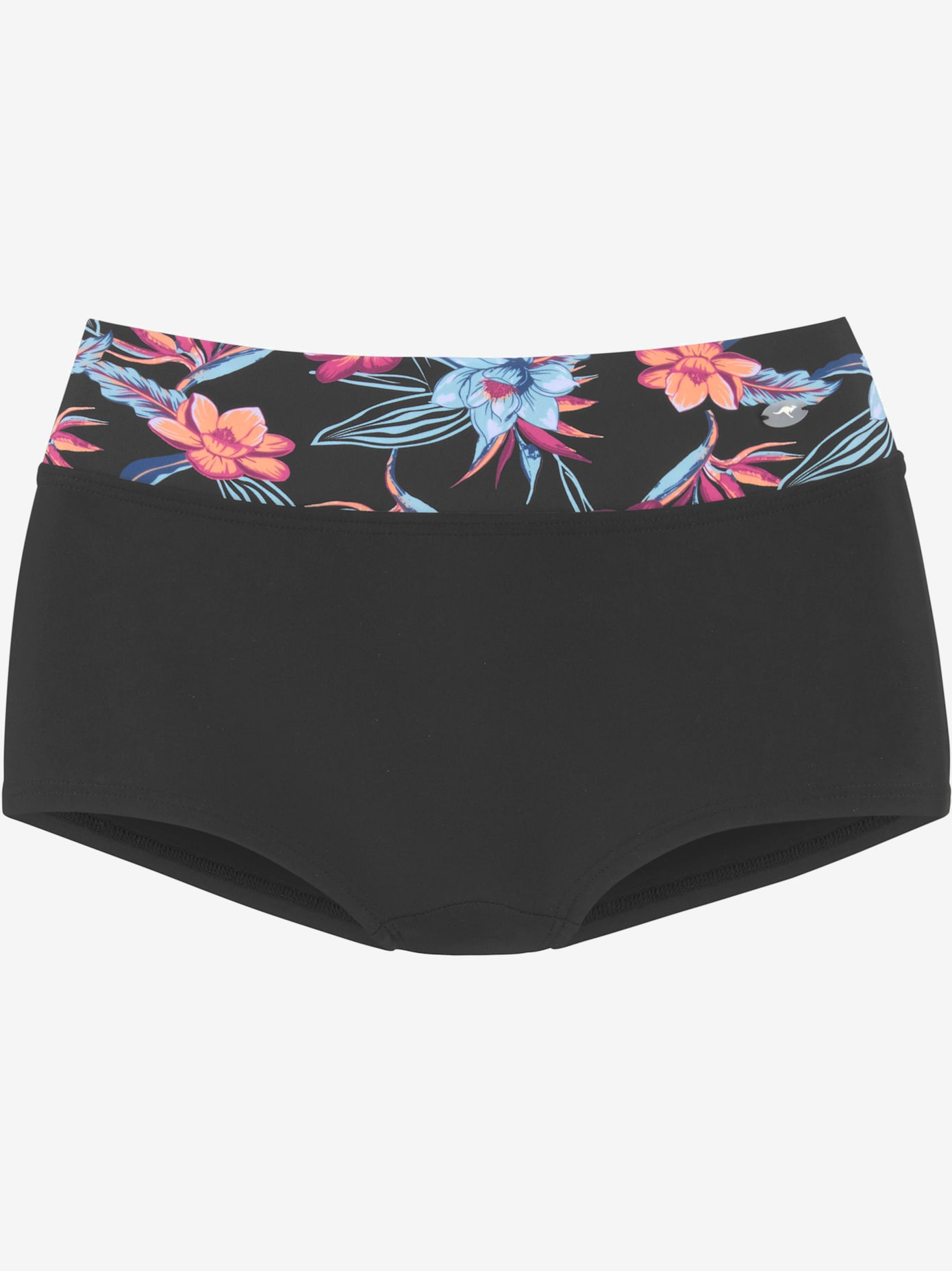 Bikini mini-short imprimé, effet de couleur différent pour chaque pièce
