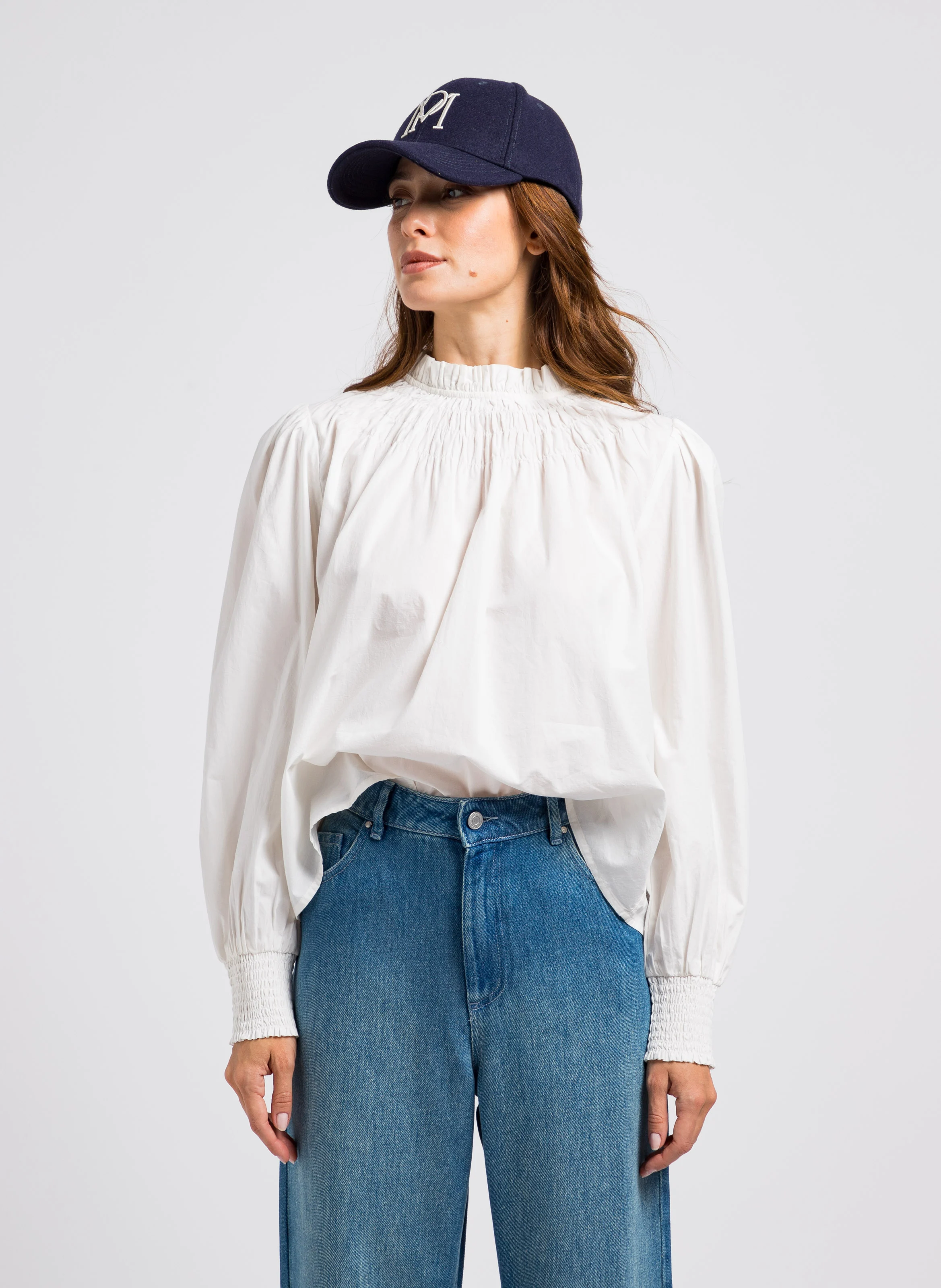 TISSAM - Blouse col rond en coton | Blanc