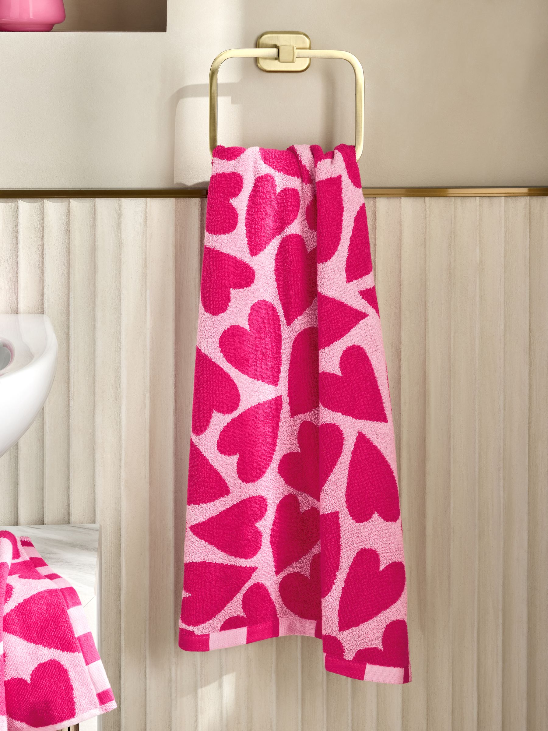 Heart Print 100% Cotton Towel