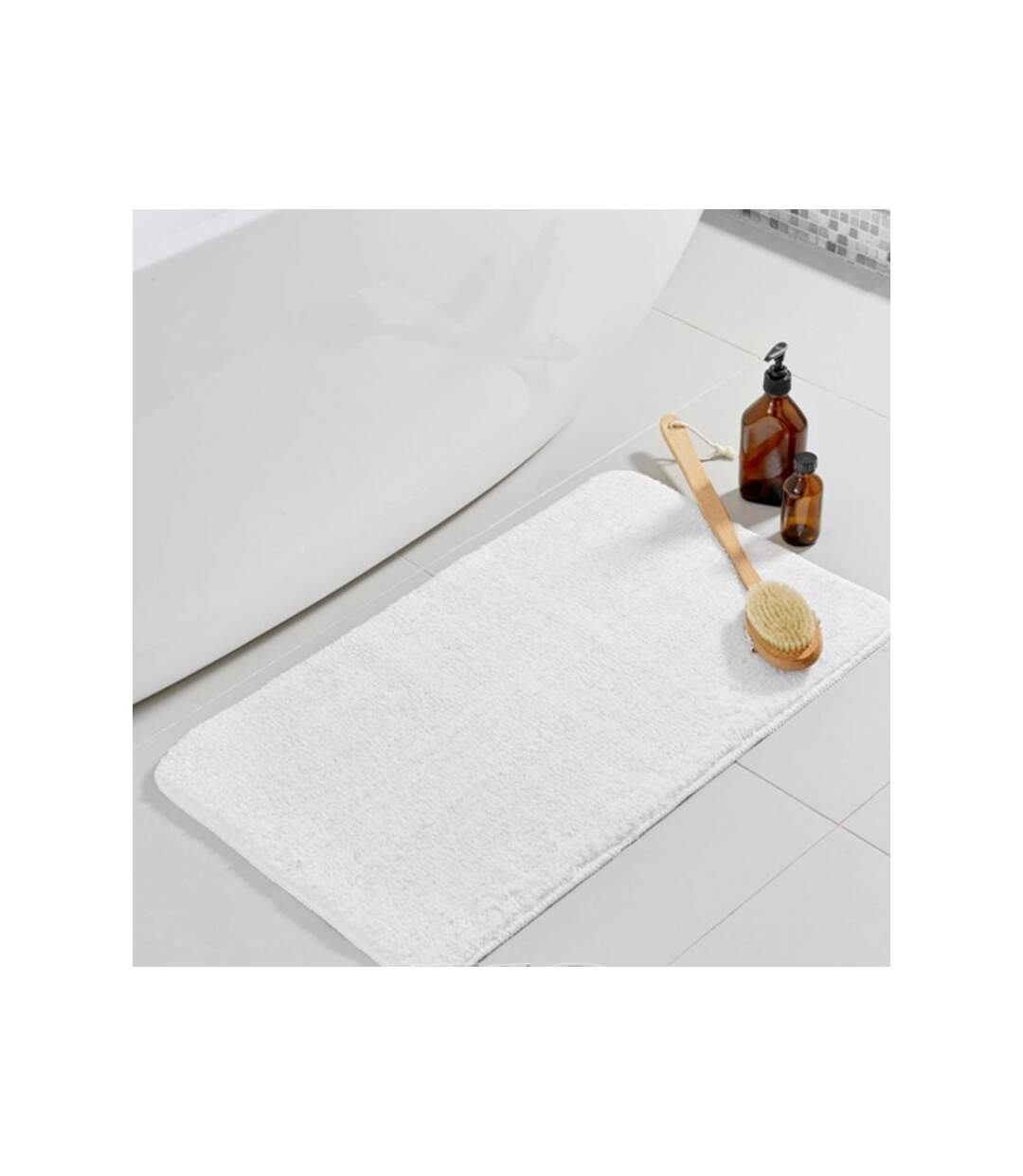 Tapis de Bain Microfibre Métallisé 45x75cm Blanc