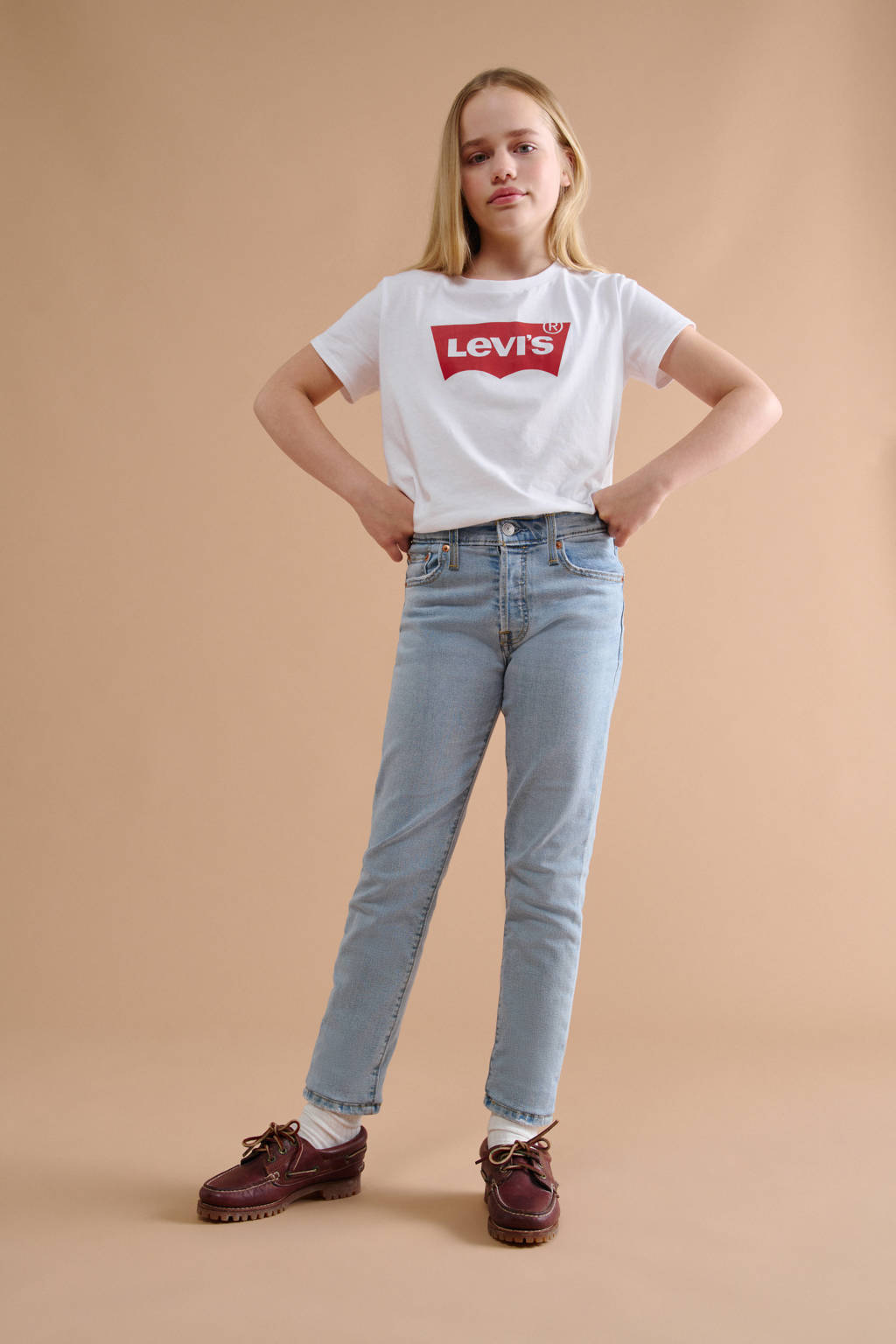 Levi's T-shirt BATWING met logo wit/rood