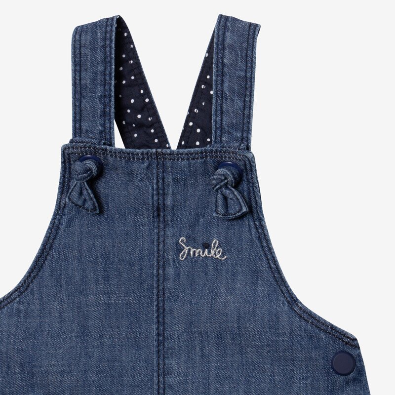 Robe-salopette bébé fille jean brodé bleue Catimini Bleu