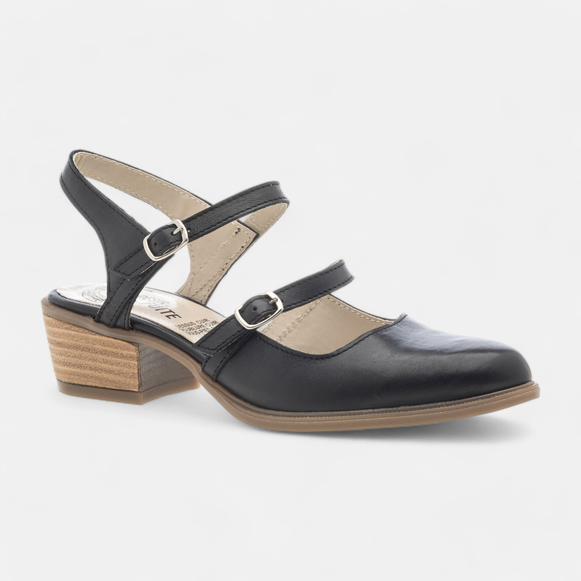 Escarpins avec bride arrière Femme en cuir noir
