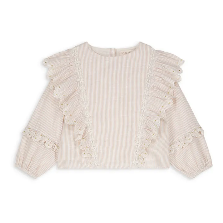 Louise Misha Blouse Gaze de Coton Rayée Tubi | Ecru