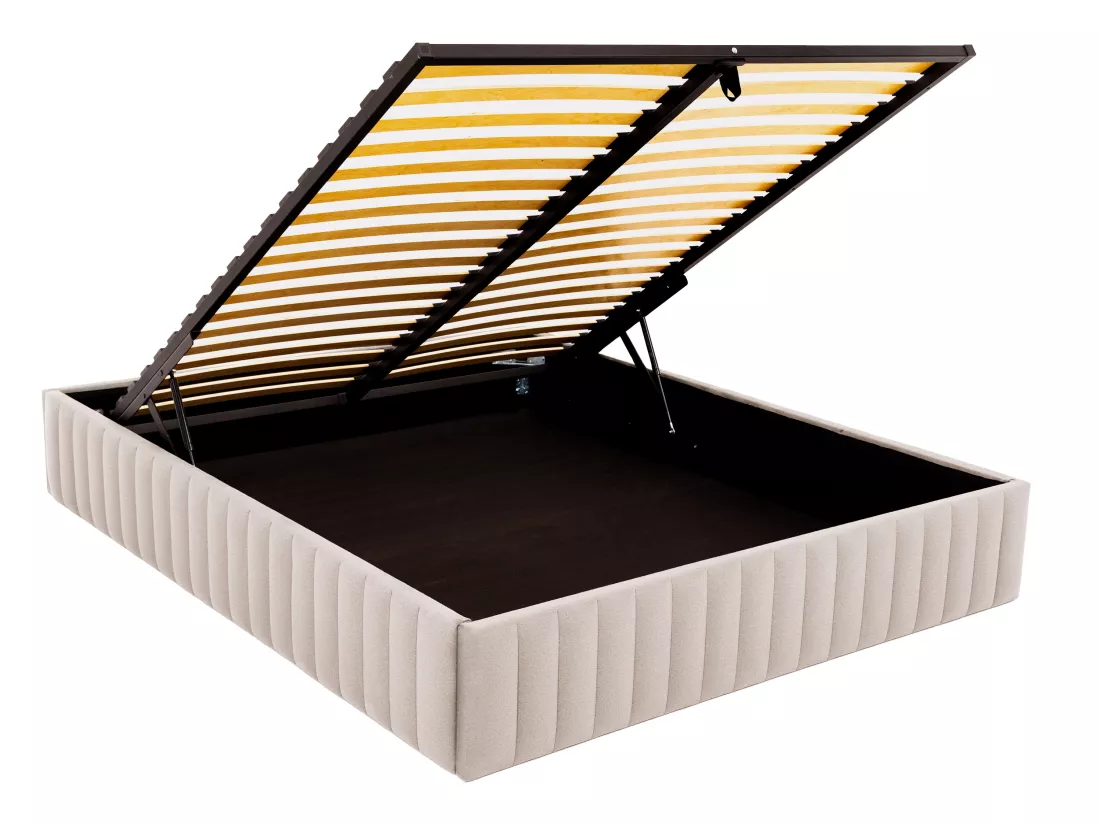 Sommier coffre 140 x 190 cm en velours - Beige - SETHI de YSMÉE