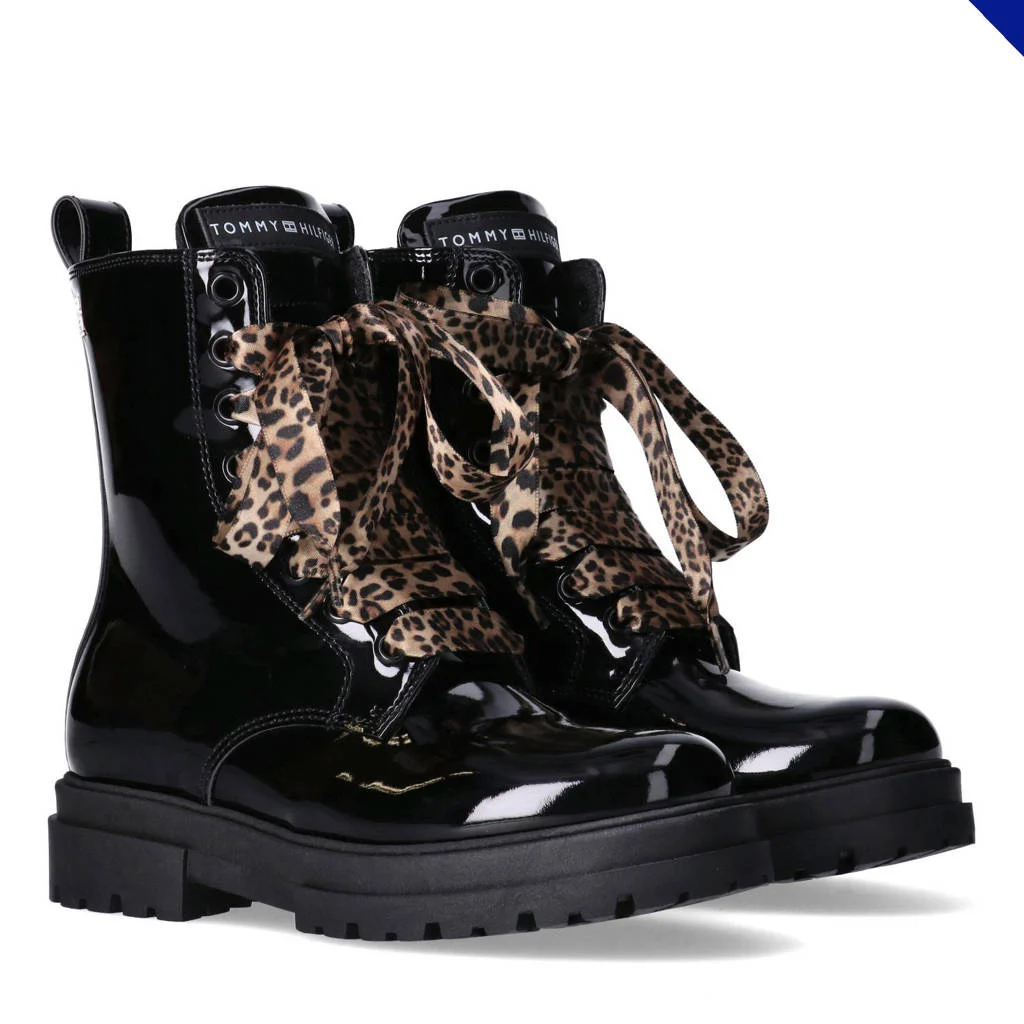 Tommy Hilfiger lak veterboots zwart