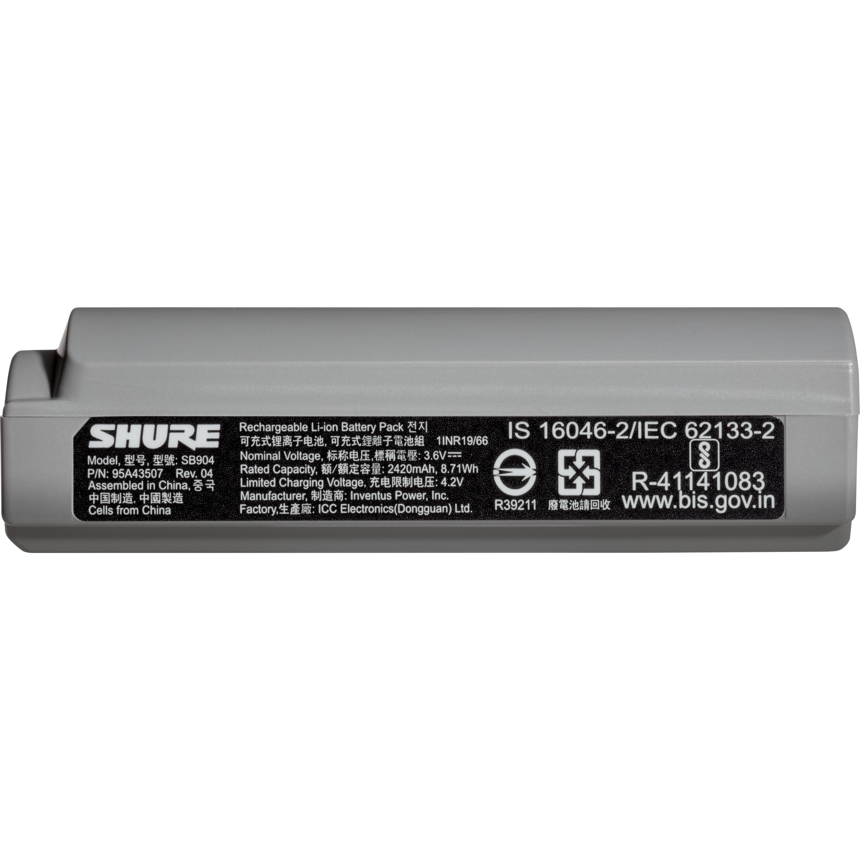 Shure SB904 lithium-ion oplaadbare accu