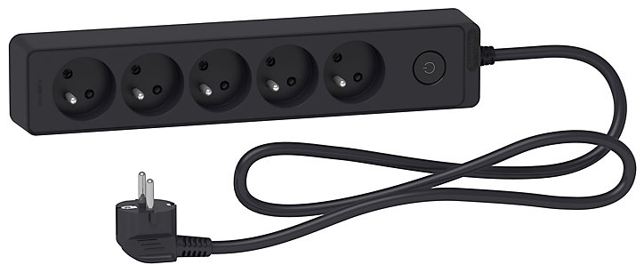 Multiprise 5 prises Schneider Electric Odace anthracite 1.5 m