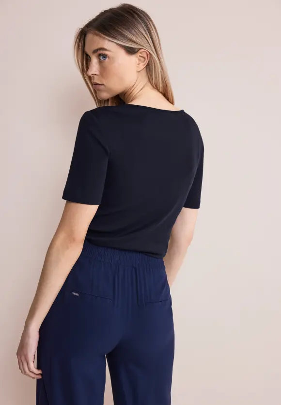 Shirt mit Herz-Ausschnitt - deep blue