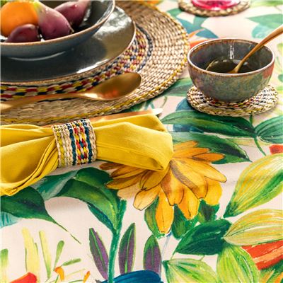 Nappe en coton antitache motif tropical