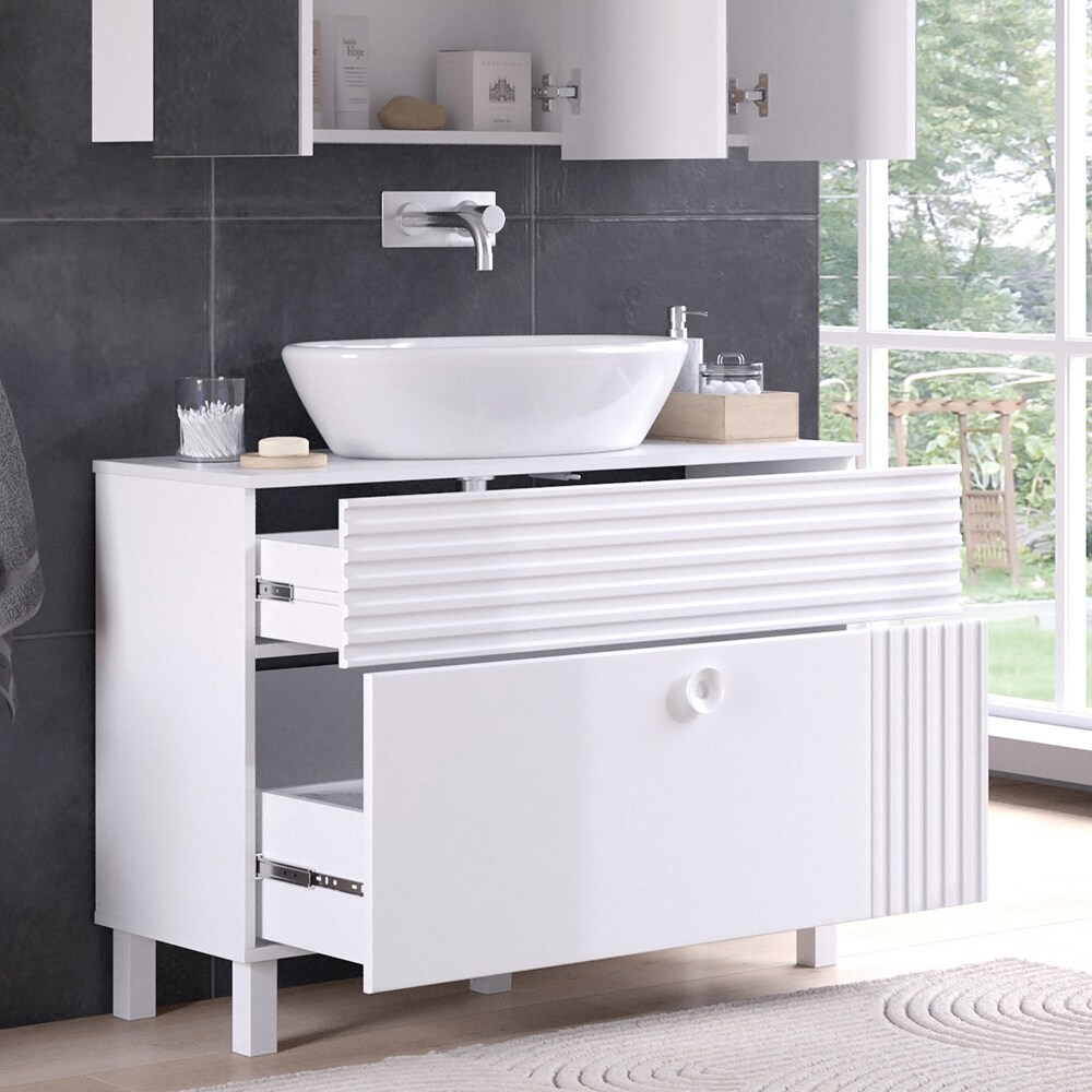 Vicco Waschtischunterschrank Sola 100,2 x 72,4 cm Weiß matt, modern, Badezimmer
