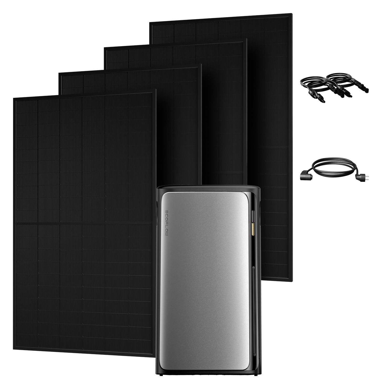 All in One 2000W Balkonkraftwerk mit Speicher 1920Wh, ECOFLOW STREAM Ultra mit 4 MPPT, Zubehör Komplettset, 4×500W JASolar Full Black Bifaziale Solarmodule, Plug&Play (0% MwSt)