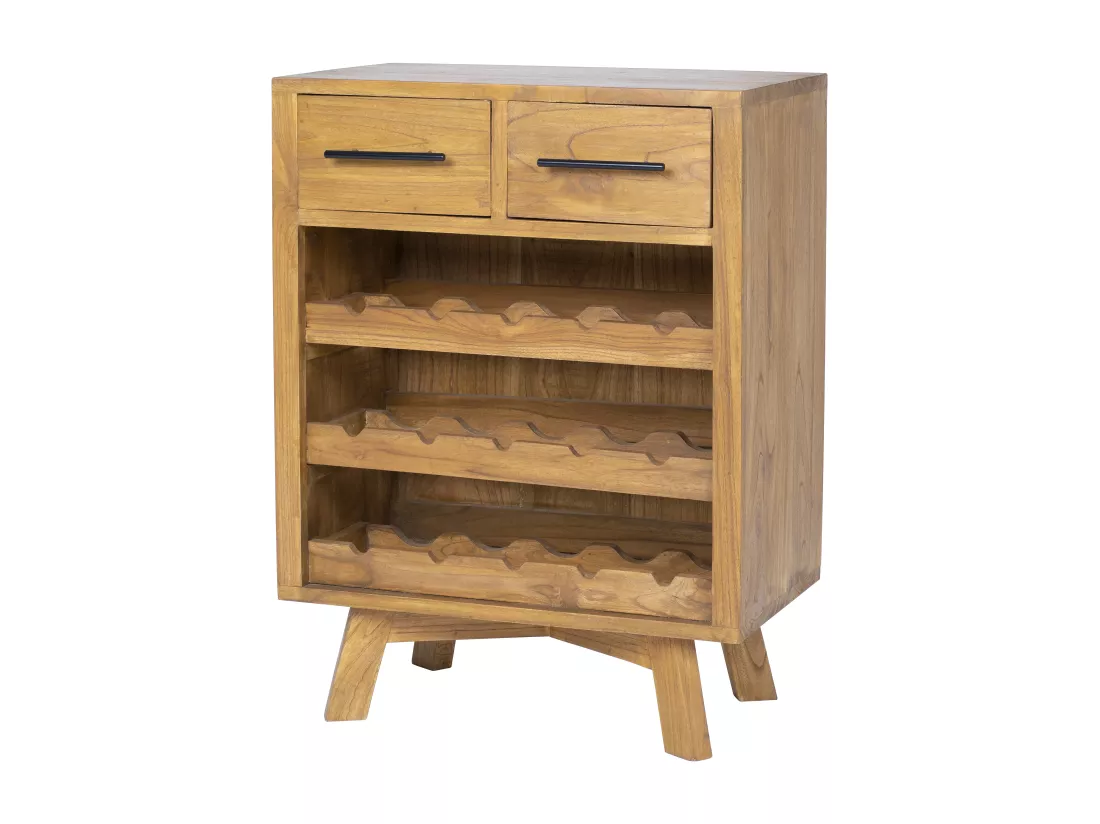 Range bouteilles vintage en bois de mindi - 15 bouteilles - L. 60 x P. 35 x H. 80 cm - AVEIRO