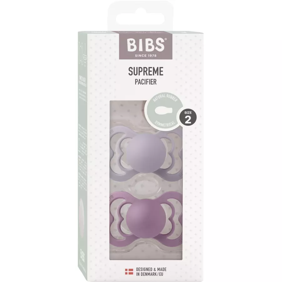 BIBS® Schnuller Supreme Fossil Grey & Mauve Latex 6-36 Monate, 2 Stk.