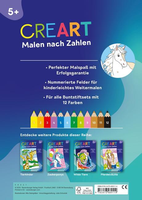 Ravensburger CreArt Malen nach Zahlen ab 5: Pferde, Malbuch, 24 Motive