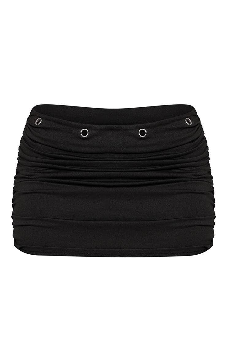 Noir Ensemble Jupe Mini Froncée Avec Détails Œillets Petite