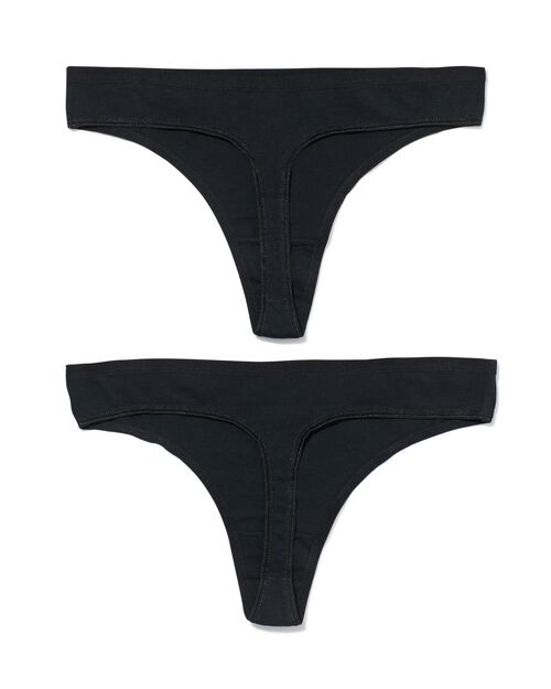 2 strings femme taille haute coton stretch noir