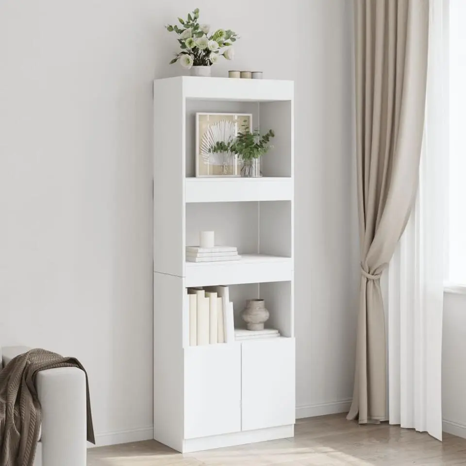 vidaXL - Boekenkast met deuren en 3 open vakken - Wit - Hout - 63x33x180 cm