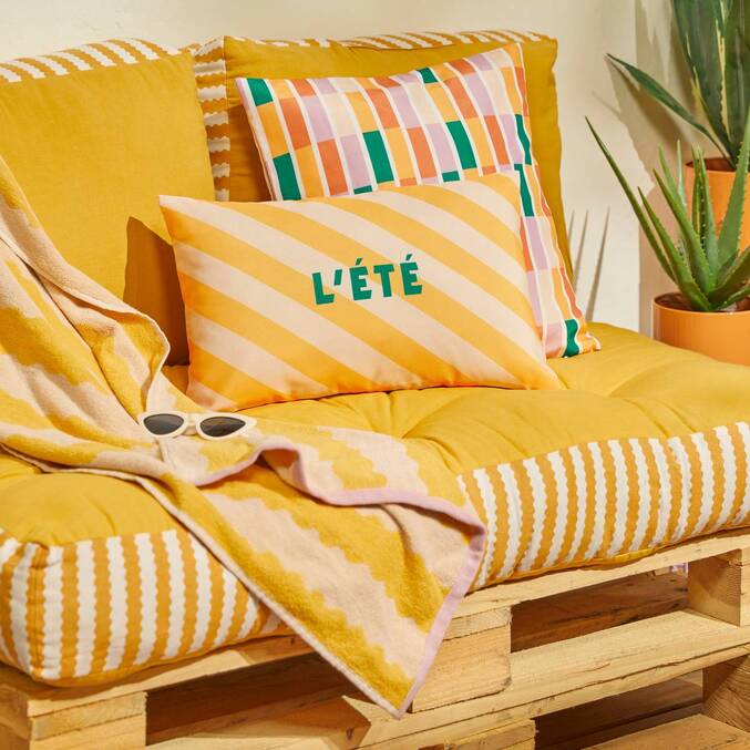Coussin de sol d'extérieur rectangulaire POOLSIDE Jaune