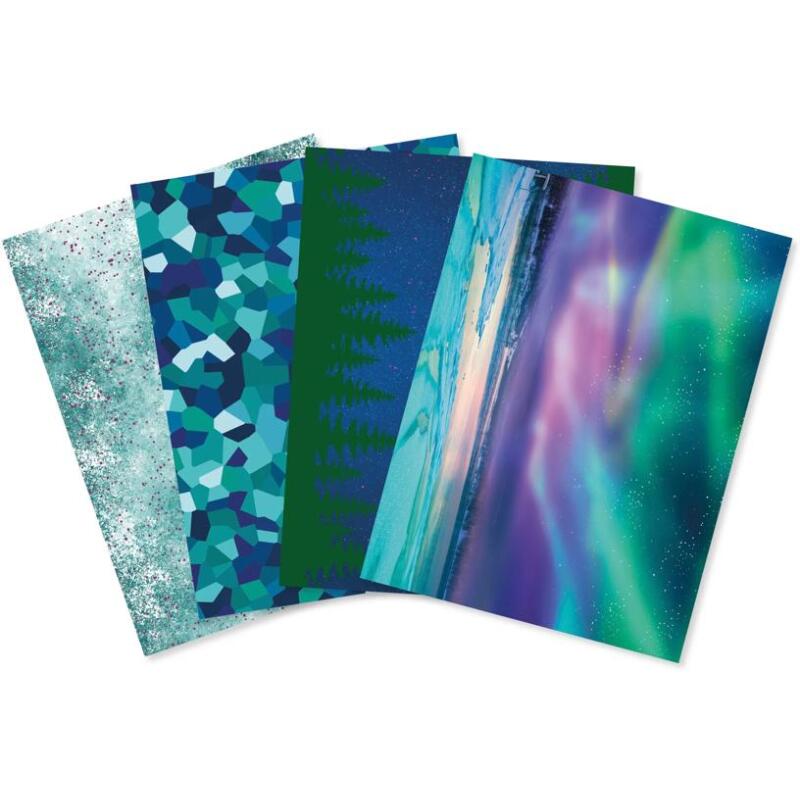 Assortiment de 4 papiers Foil Noël - Aurores boréales - Assortiment