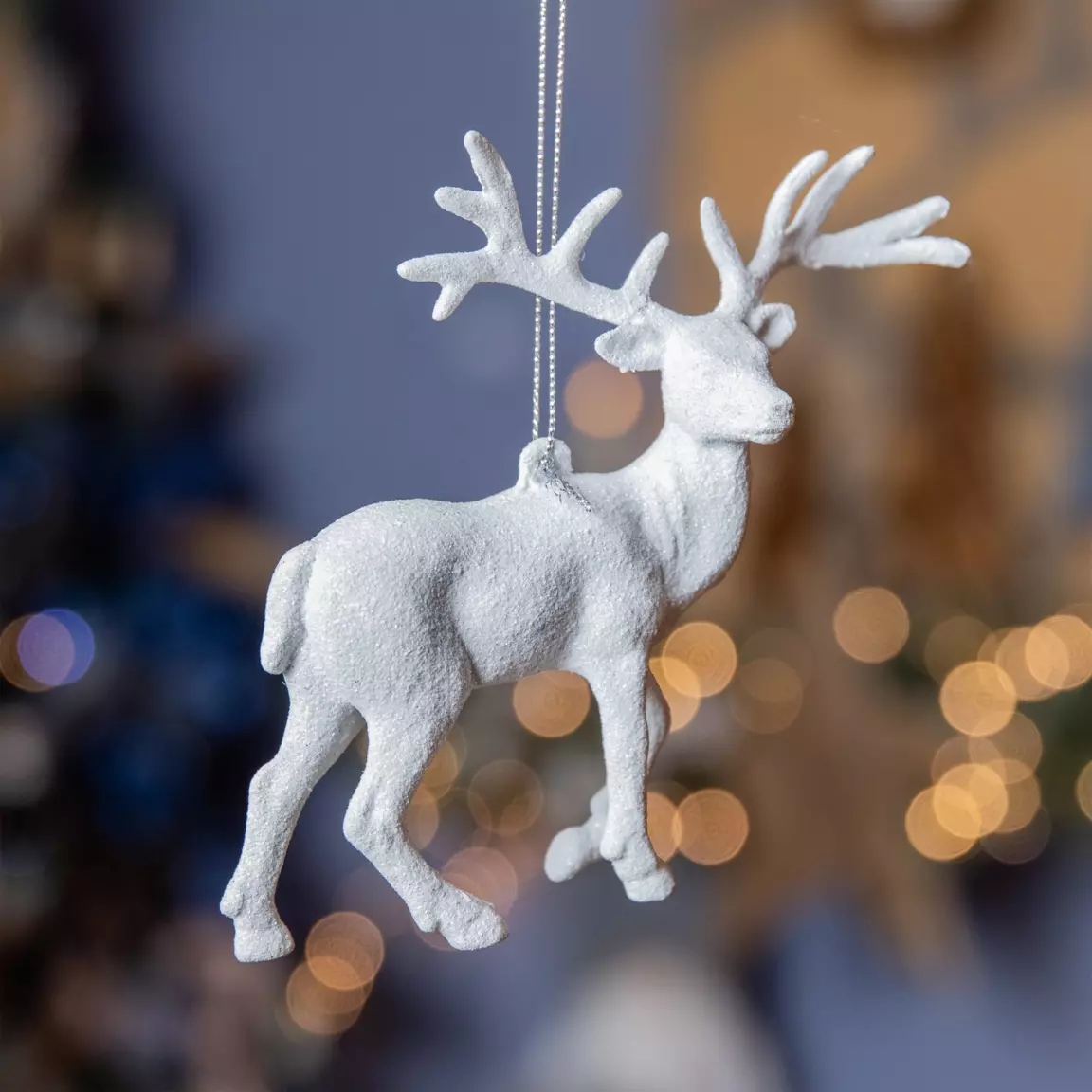 Renne à suspendre (H14 cm) Strass Knut Blanc