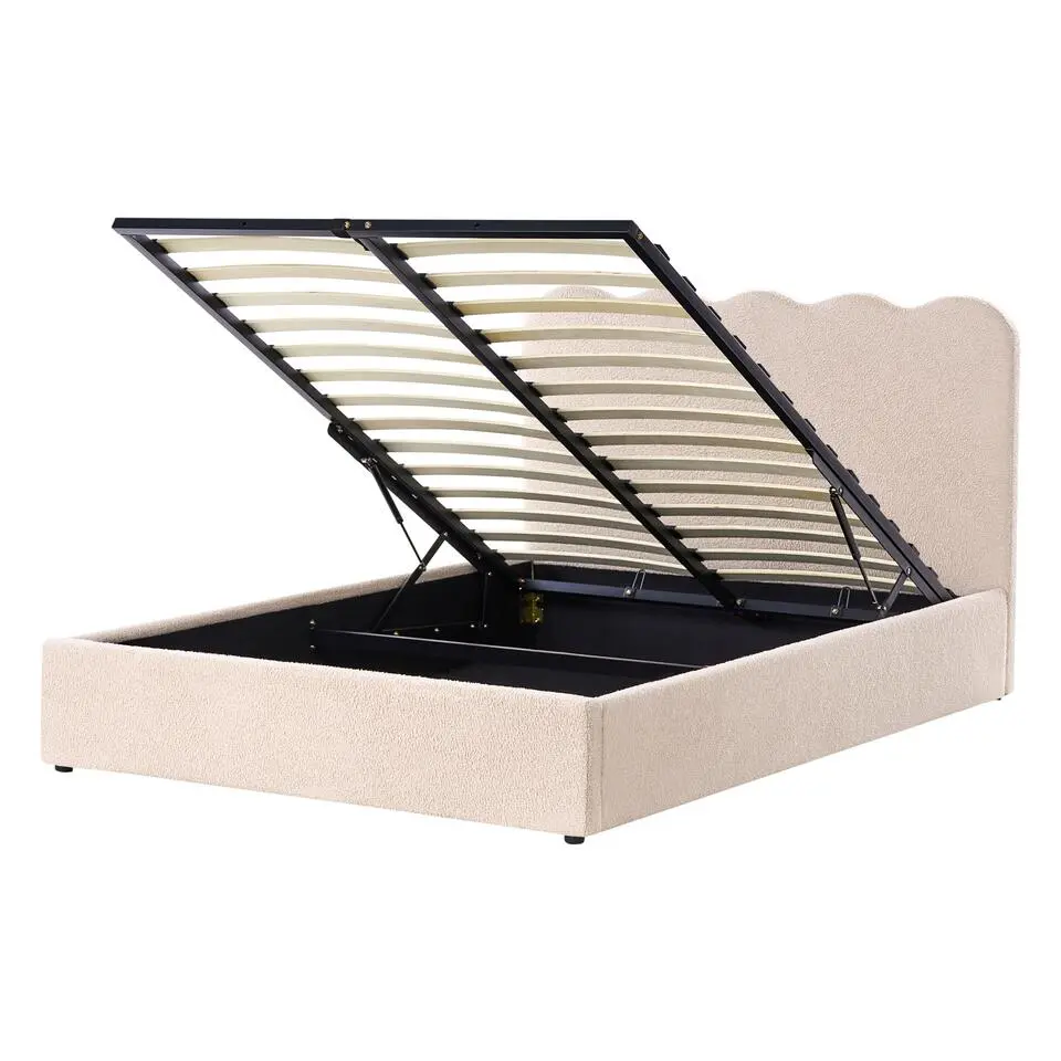 NANTERRE - Bed met opbergruimte - Beige - 140 x 200 cm - Bouclé