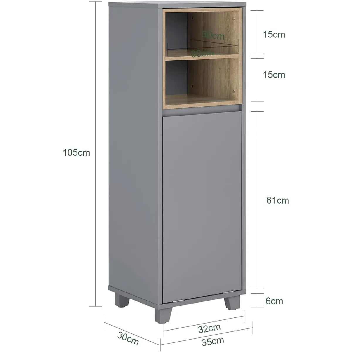 SoBuy Meuble Bas Salle de Bain - Gris