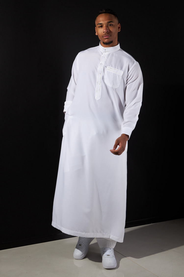 Ensemble 2 pièces qamis + pantalon blanc