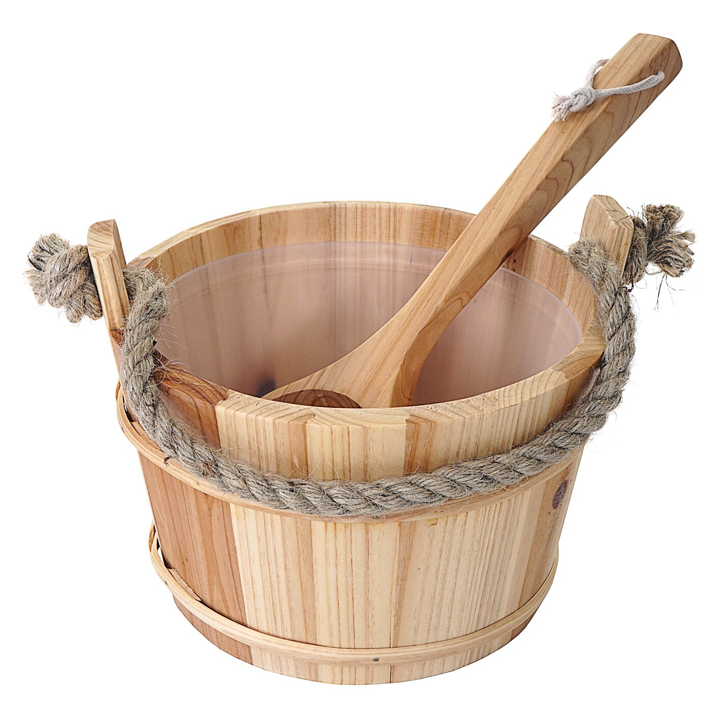Saunakübel mit Einsatz MCW-B26, Saunazubehör Saunaeimer Saunakelle Aufguss, Kiefernholz 3,5 L