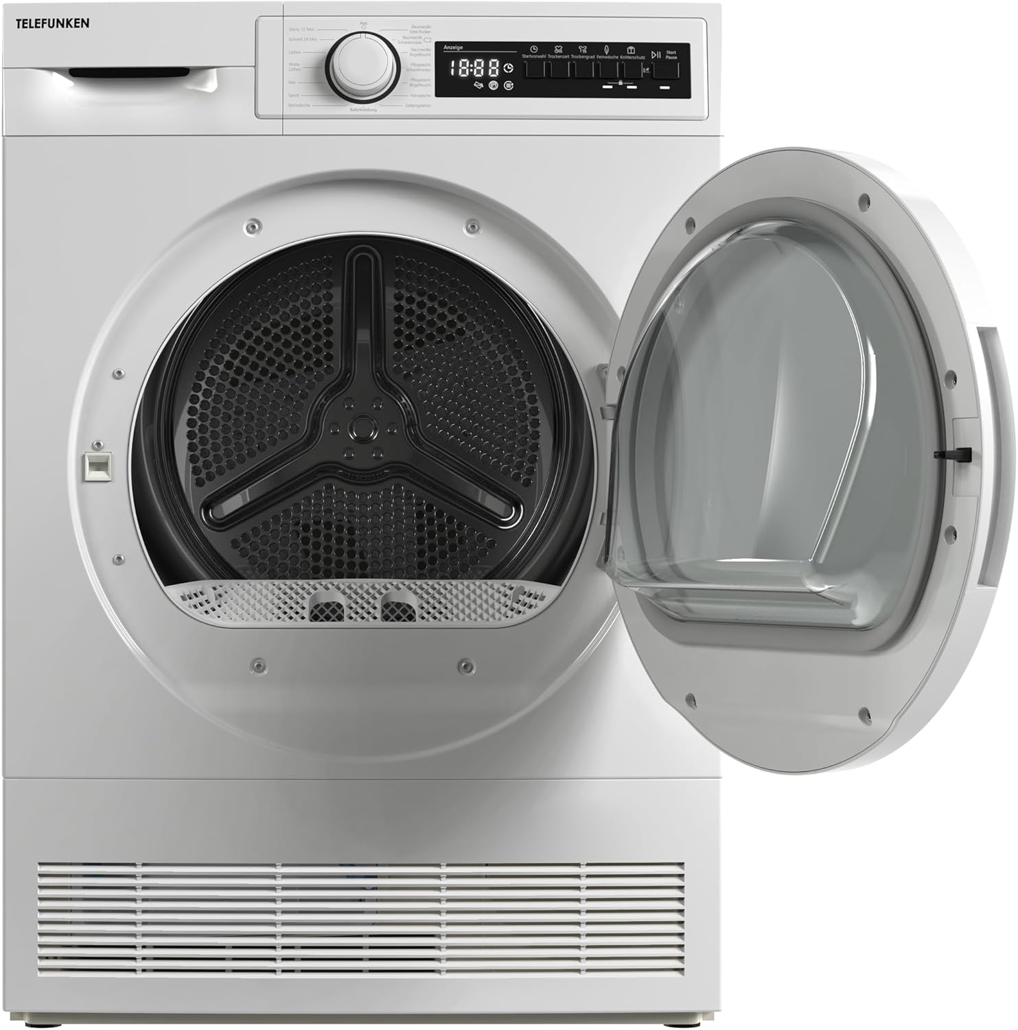 Telefunken T-11-400-W Kondenstrockner / 7kg Trockner mit 15 Programmen, Startzeitvorwahl, Knitterschutz & reversierenden Trommelbewegungen, weiß