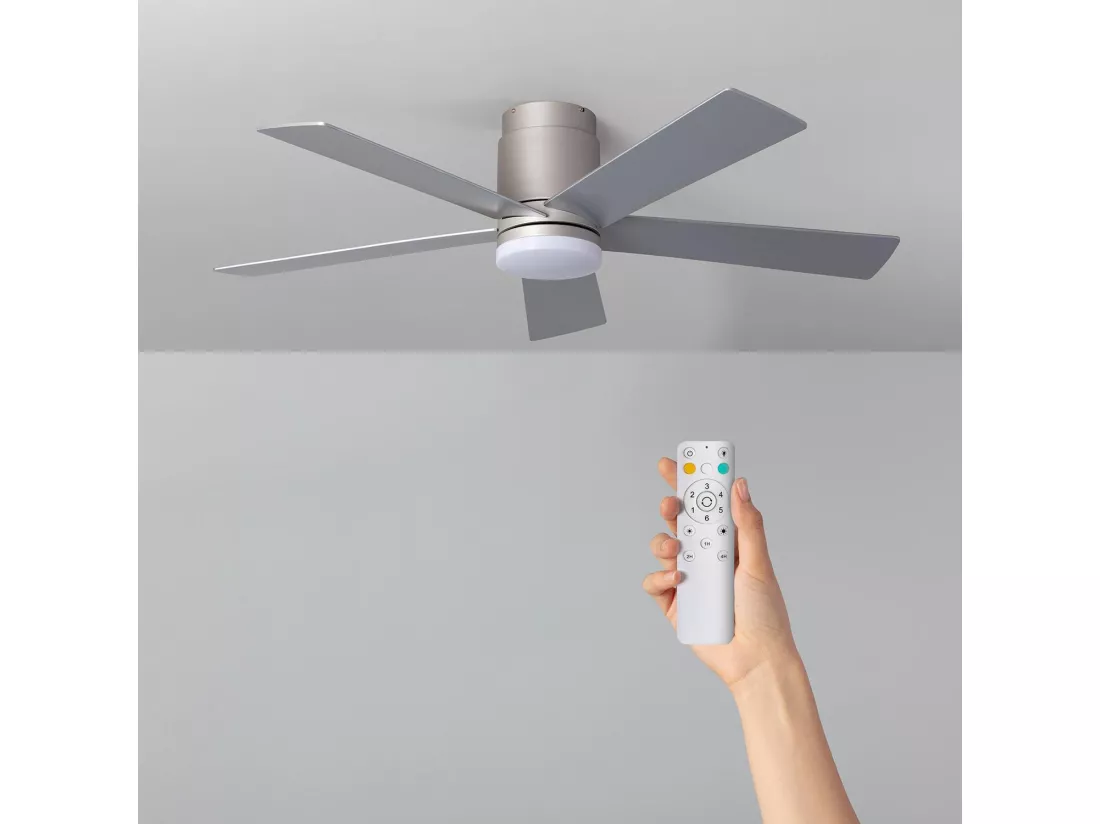 Ventilateur de Plafond Silencieux Flatiron 132 cm Moteur DC Argent Télécommande Sans lumière
