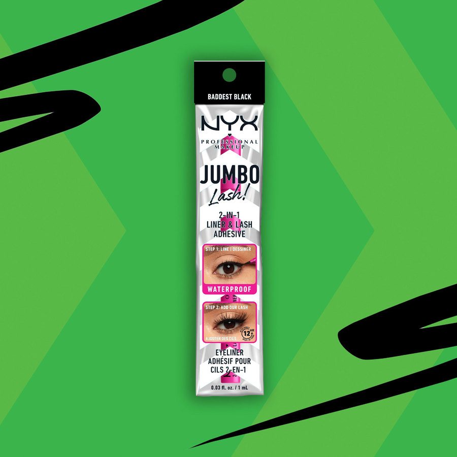 NYX Professional Makeup Jumbo 2-In-1 Liner & Lash Adhesive Baddest Black 1ml
