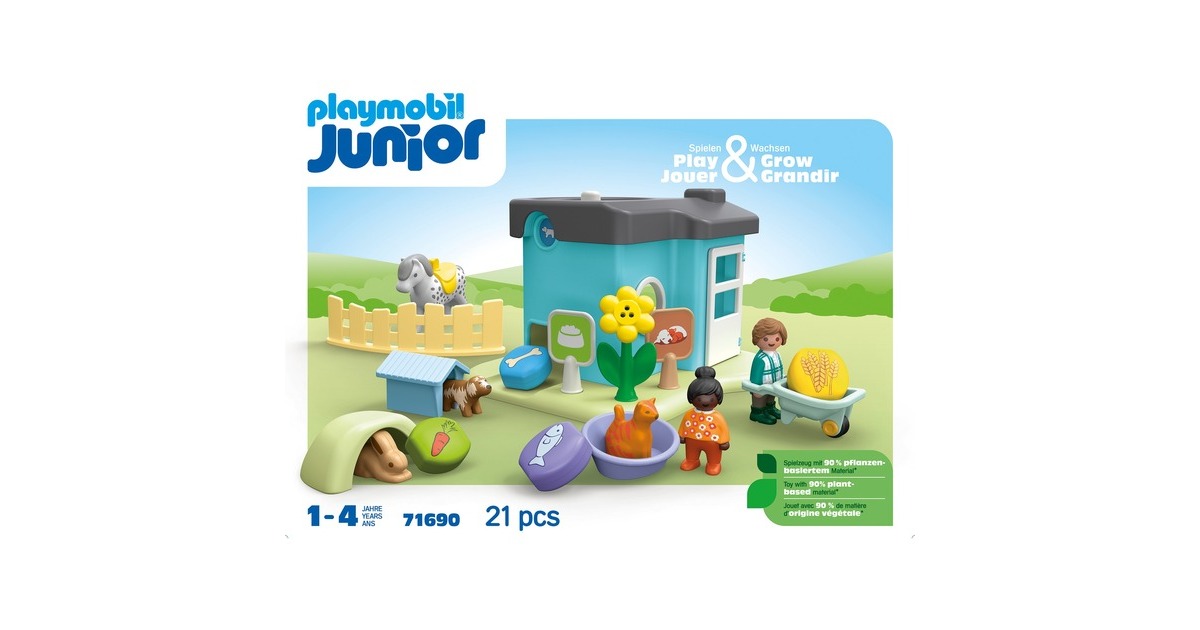 PLAYMOBILJunior - Dierenpension met voedseldispenser Constructiespeelgoed  (71690)