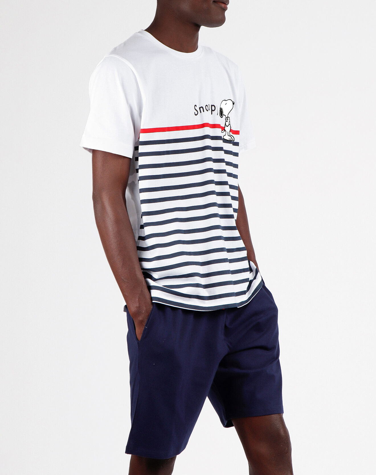 Peanuts Pyjama T-Shirt & Short Hadrien blanc/bleu marine