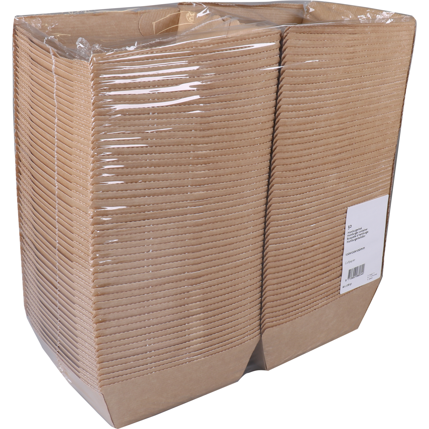 Depa Bak, Ersatzpapier, Golfpapieren snacklijn, hamburgerbox, 120x120x100mm, bruin