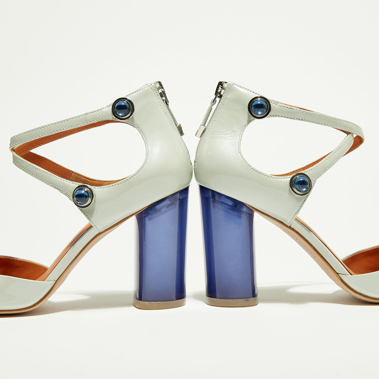 What For Babies en Cuir Lil blanc/bleu ciel - Talon 9.5 cm
