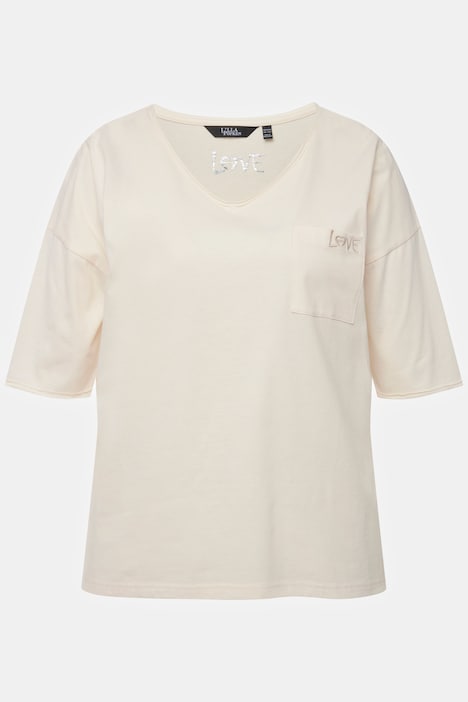 Loungewear-Shirt, Rollkante, Oversized, Rundhals, Halbarm