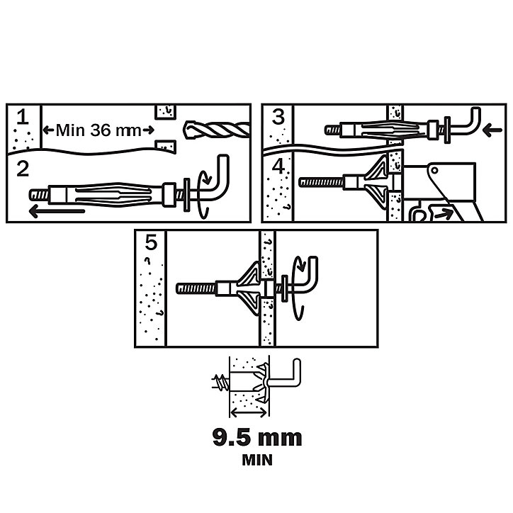 4 chevilles Diall murs creux HL M4x46mm