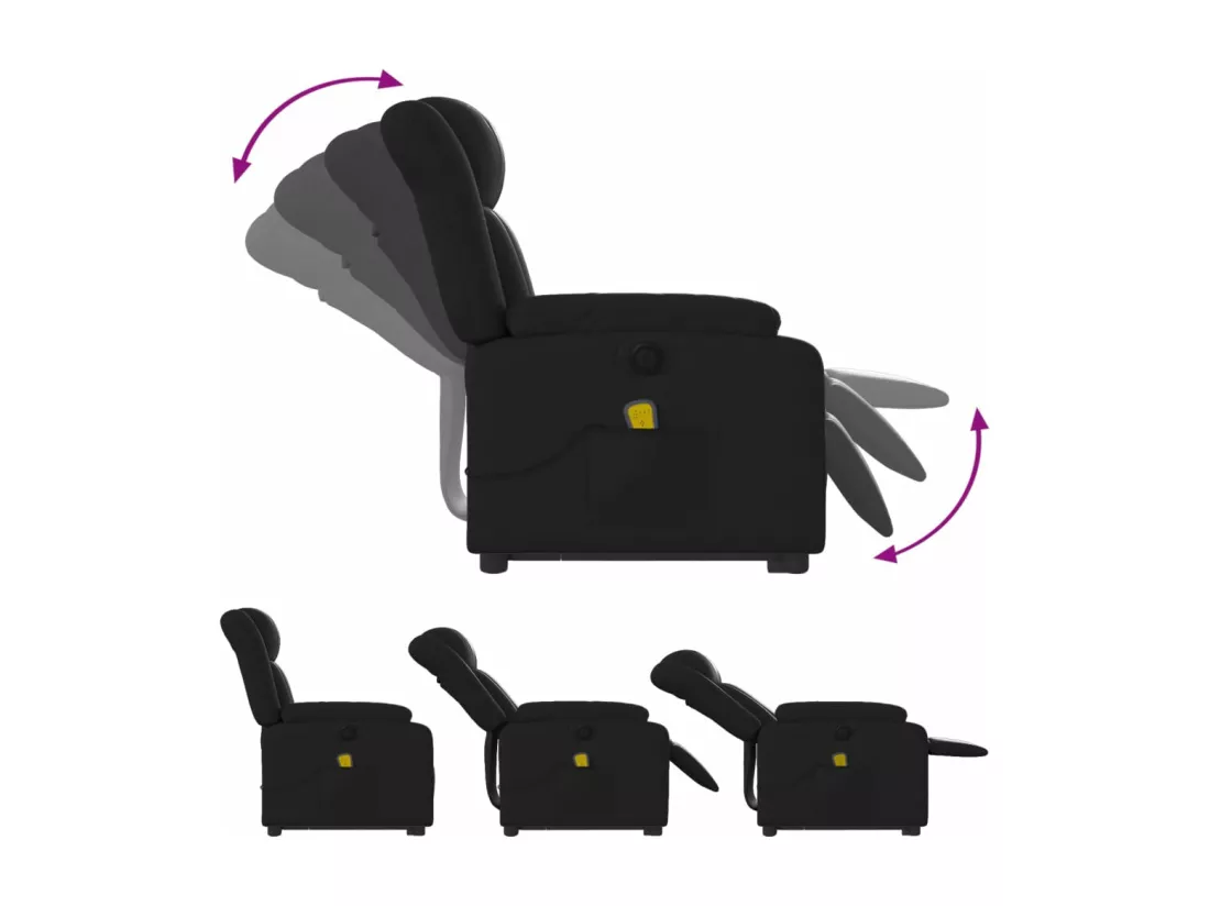 Fauteuil inclinable massant électrique noir similicuir