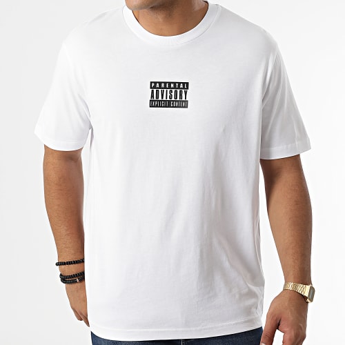 Tee Shirt Oversize Large Front Logo Blanc Noir
