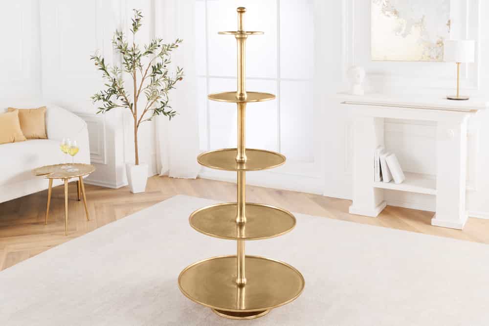 Design XXL Etagere ABSTRACT 150cm gold Metall mit fünf Etagen handmade