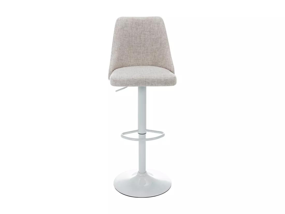 Lot de 2 tabourets de bar en tissu et métal blanc - Beige - KIYOLA