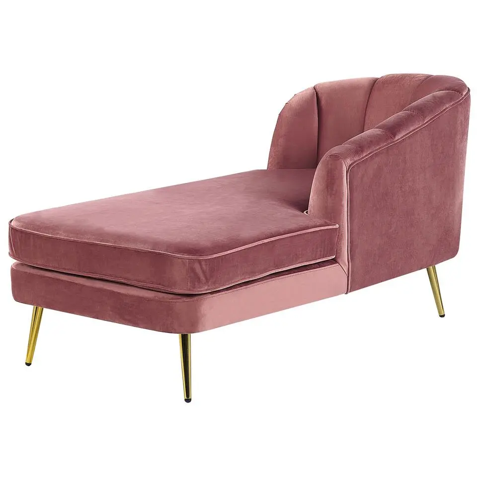 ALLIER - Chaise longue - Roze - Linkerzijde - Fluweel