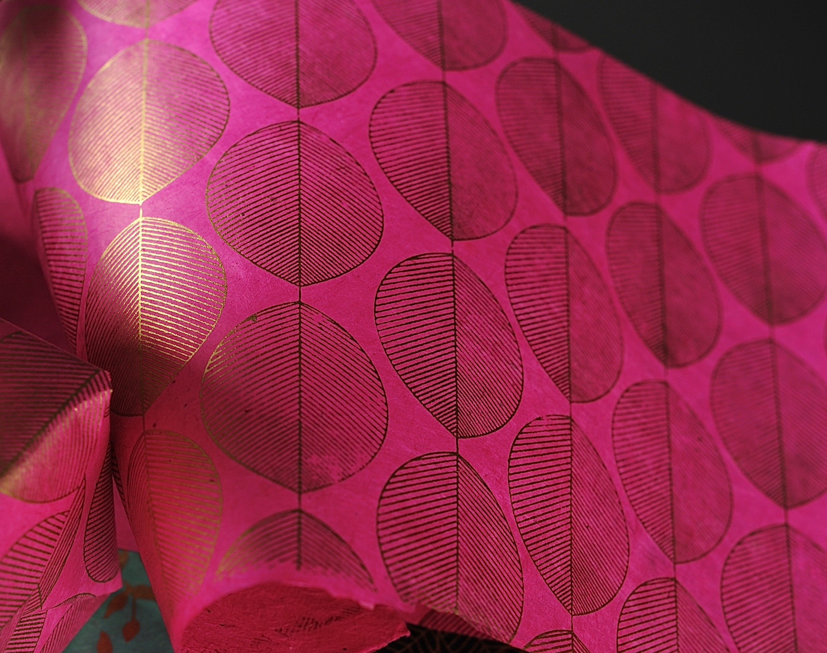 Geschenkpapier 'Schneebeere', rosa, gold, L 76 cm, B 50 cm günstig bestellen