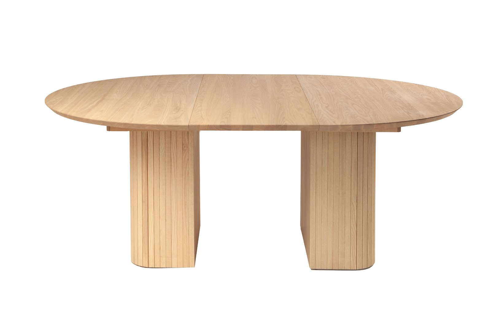 Woodcraft rundt spisebord Hvitoljet heltre ask. Ø130 cm med uttrekk. Kant nr. 1 og ben nr. 4