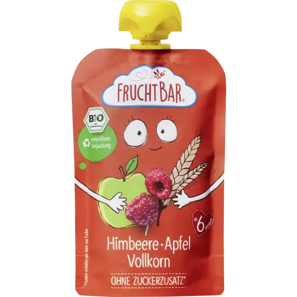 Bio Fruchtpüree Himbeere, Apfel & Vollkorn